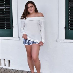 ✨ LAST ONE ✨ White Off Shoulder Thermal Top